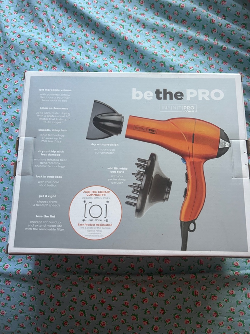 Conair InfinitiPro be the PRO Orange Hair Dryer with Diffuser
